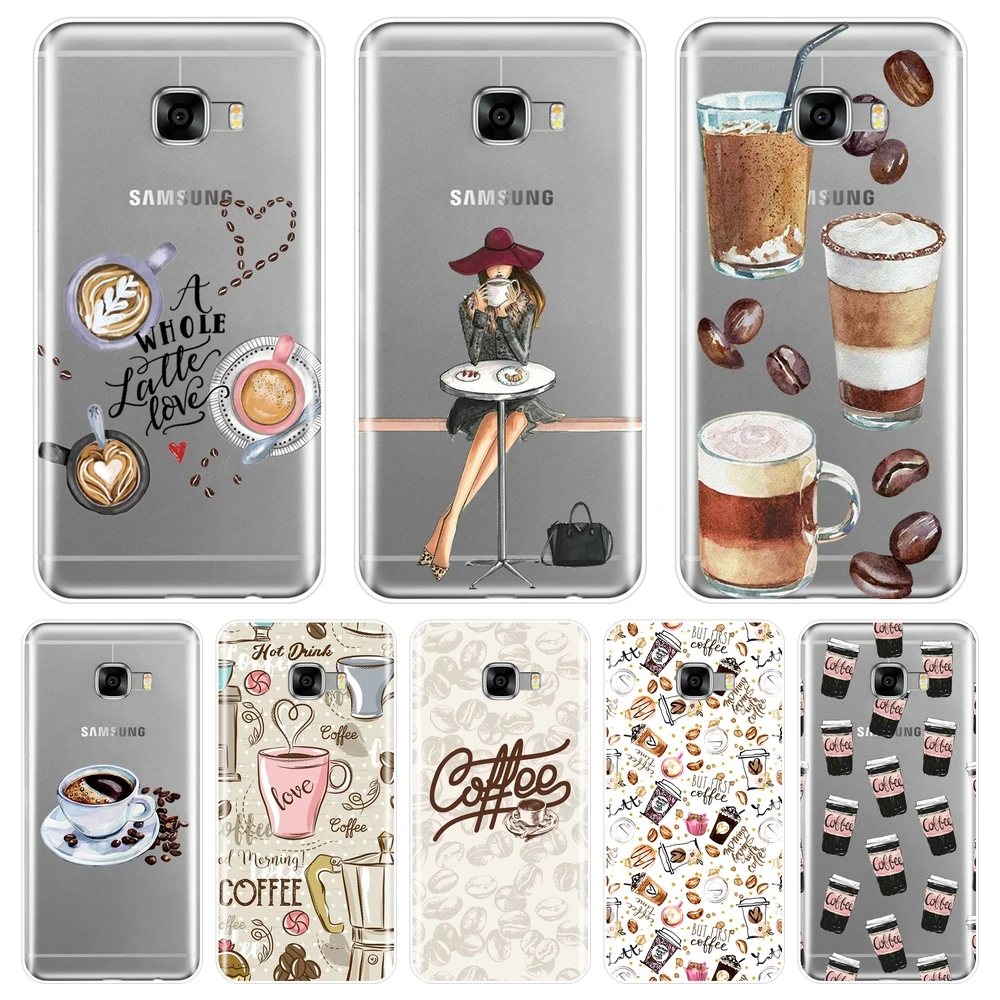 Мягкий чехол для телефона Samsung Galaxy C9 C7 C5 Pro Coffee Girl силиконовая задняя крышка в