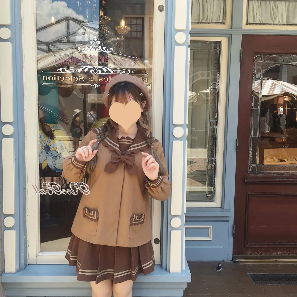 

Униформа JK для студентов, Топ В Стиле Лолита, рубашка, плиссированная юбка, милый школьный костюм с косплей костюм матроса воротником и длин...
