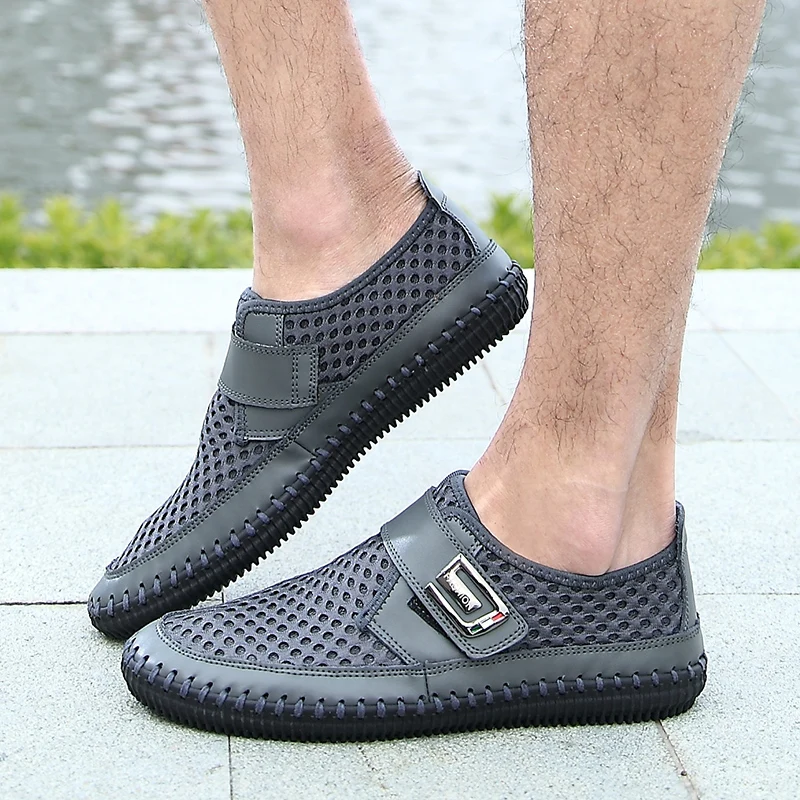 LAISUMK Men Casual Shoes Hot Sale 2020 Summer Breathable Mesh Comfortable Moccasins Fashionable Big Size 38-46 | Обувь