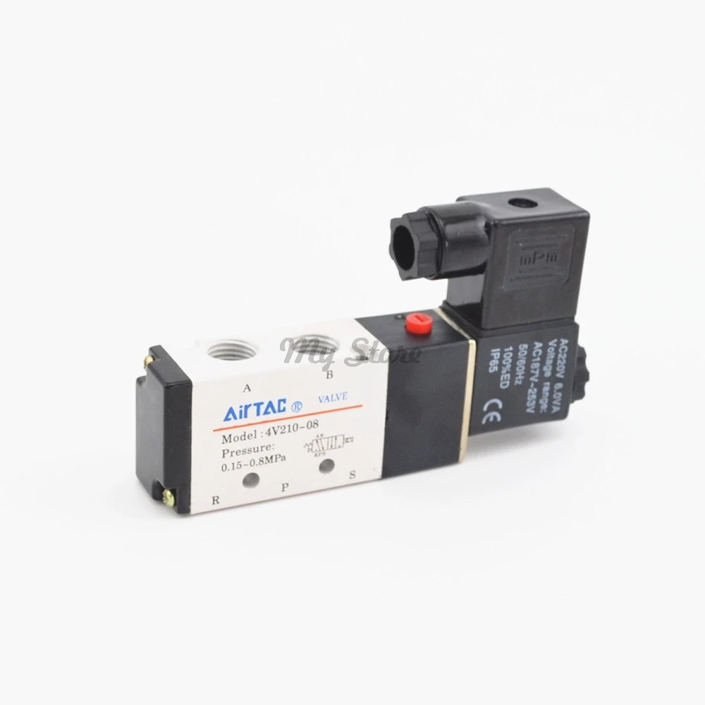 5 Путь 2 Позиция Airtac электромагнитный клапан 4V210-08 DC12V DC24V AC110V AC220V