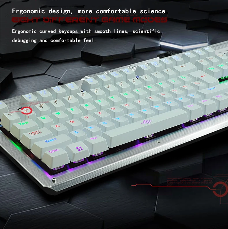 K26 Механическая игровая клавиатура RGB подсветка геймерская клавиатура синий переключатель механическая клавиатура кабель для компьютера Pro Gamer
