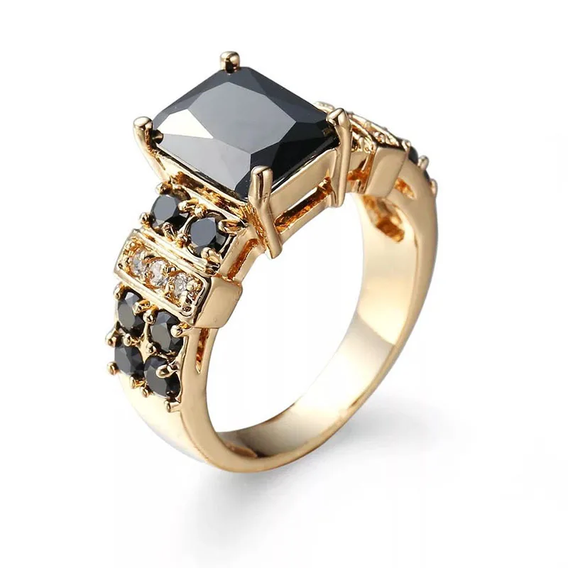 MxGxFam черные CZ кольца для женщин крутые ювелирные изделия 18 k желтое золото цвет AAA +