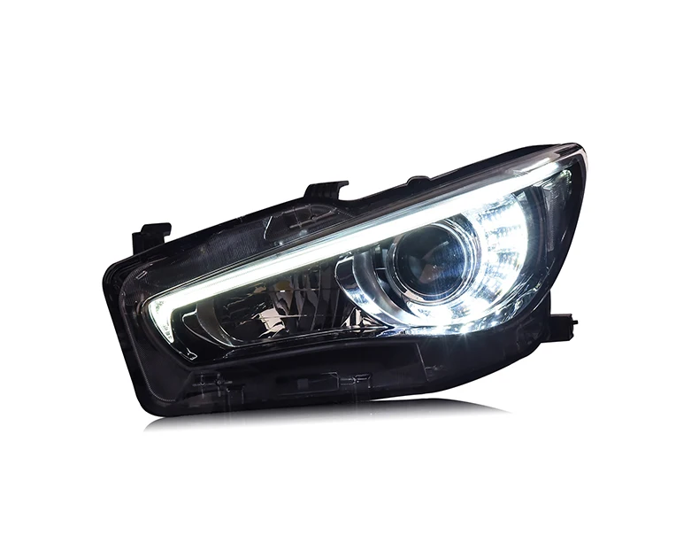 Стайлинга автомобилей налобный фонарь для Infiniti Q50L фары светодиодный DRL H7 D2H Hid вариант Ангел глаз линза противотуманная фара биксеноновые фары