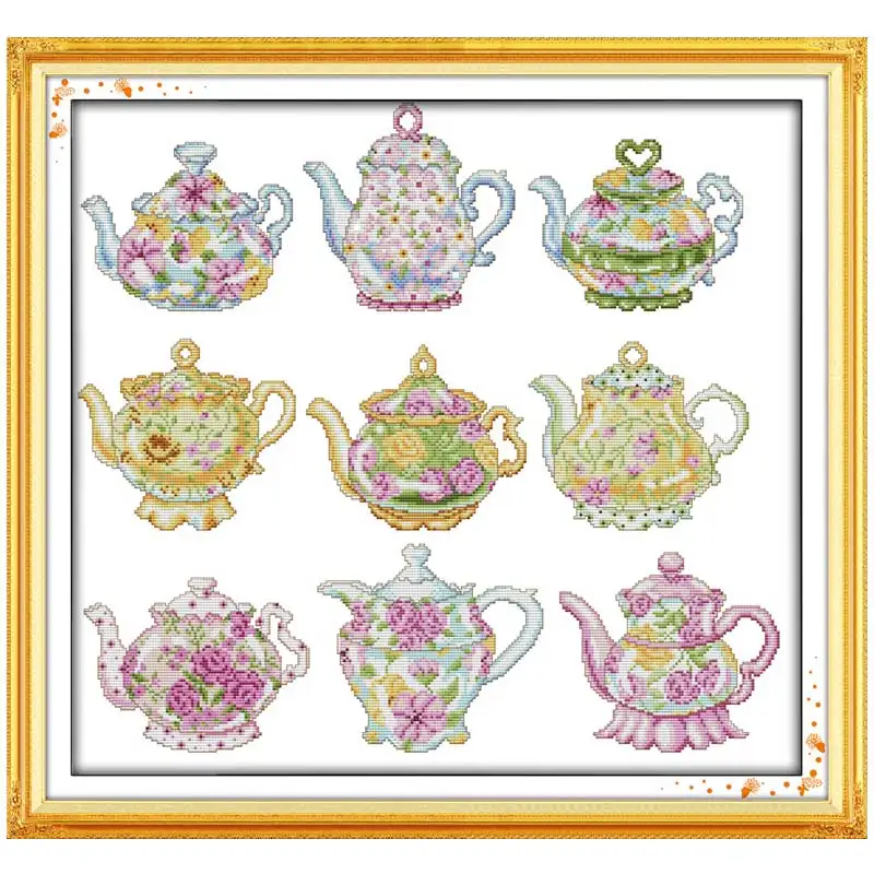 The teapot series Patterns Counted Cross Stitch 11CT 14CT Set Wholesale Cross-stitch Kit Embroidery Needlework | Дом и сад
