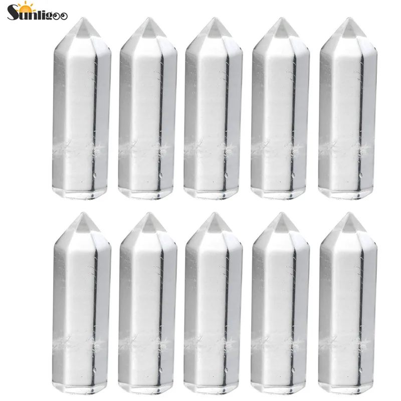 10x Clear Quartz Sunligoo самостоятельным 6 Грань Природных полированная мини Tumbled одной точке Аметист/розовый кварц/ясно кварта точки палочка украшения - Цвет: 10x Clear Quartz