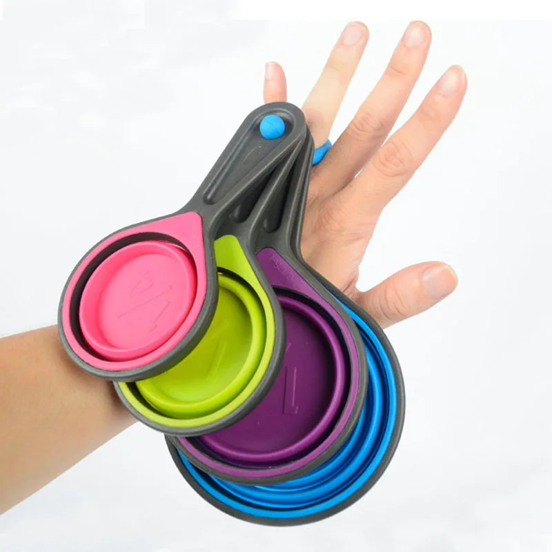 4Pcs/set Folding Food grade Measuring Cup Colorful Collapsible Spoon For Baking DIY Kitchen Tools | Дом и сад