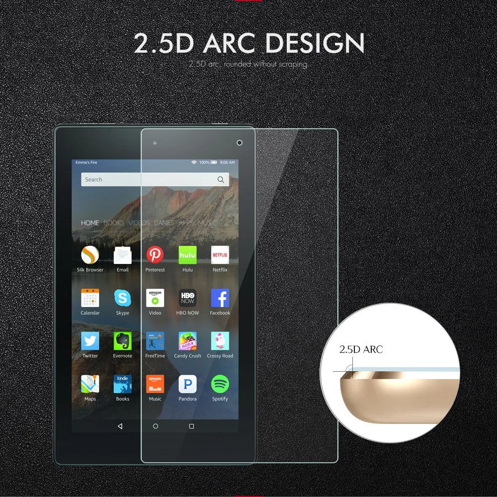 Полное покрытие 9H закаленное стекло для Amazon Fire HD 8 8,0 дюймов протектор экрана планшета защитная пленка
