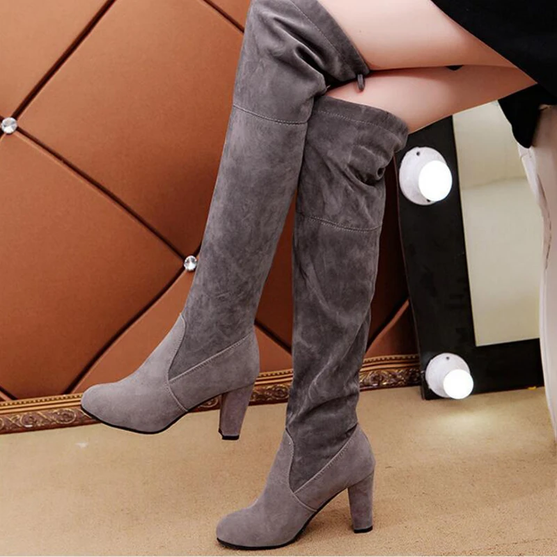 Autumn and winter over the knee boots women's high-heeled stovepipe stretch high slim bo | Обувь