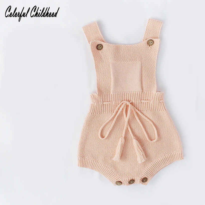 

Sweet princess baby girls romper autumn winter cotton knitted tassel jumpsuit infant kids overalls children body suits 0-24m