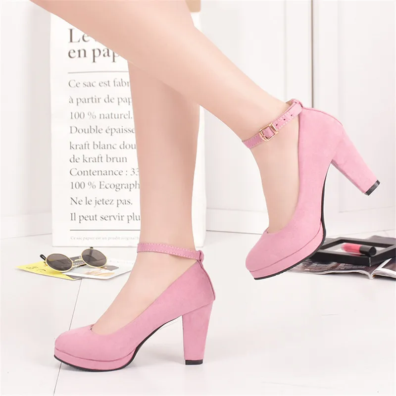 Женская обувь на высоком каблуке модная платформе с круглым носком zapatos mujer