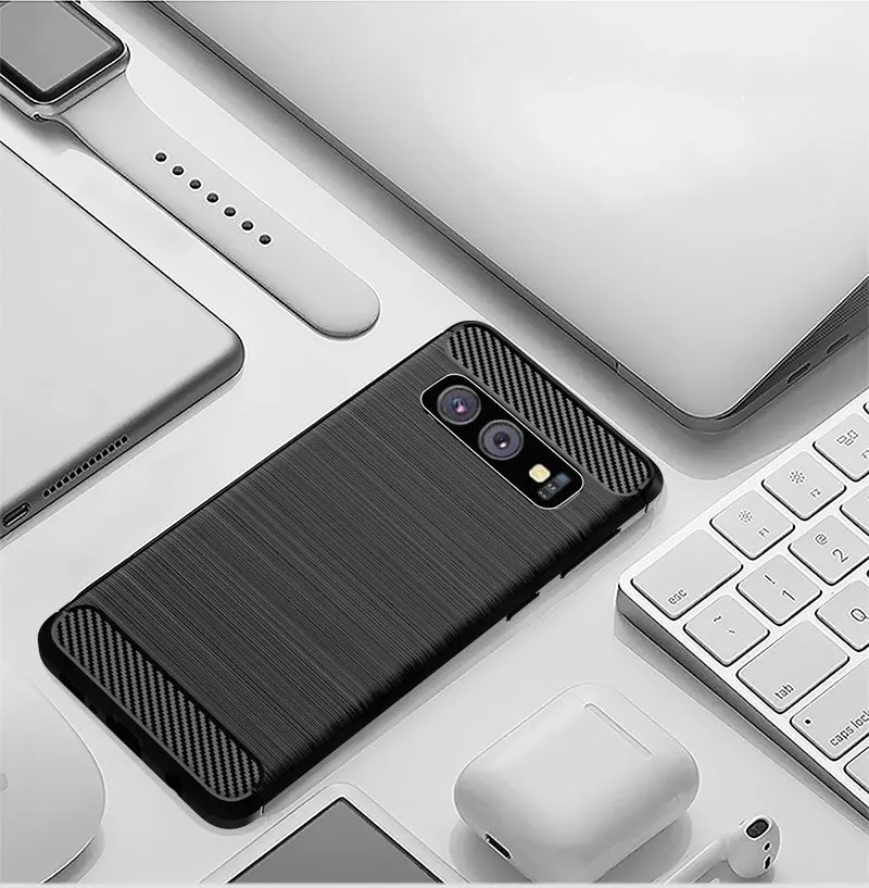 Чехол для Samsung Galaxy S10 Plus мягкий силиконовый армированный чехол из углеродного