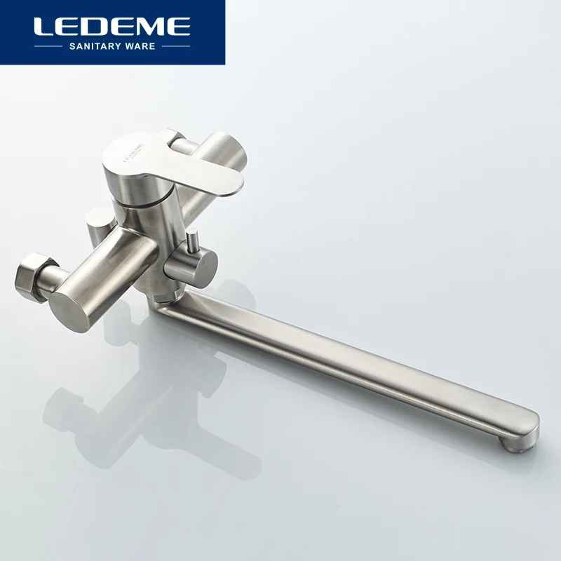 ledeme bath shower faucets set bathtub faucet water mixer crane tap with hand shower stainless steel bathroom faucets l72203 free global shipping