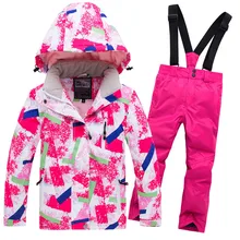 2021 Hot Sale Brand Boys/Girls Ski Suit Waterproof Pants+Jacket Set Winter Sports Thickened Clothes Childrens Ski Suits -30