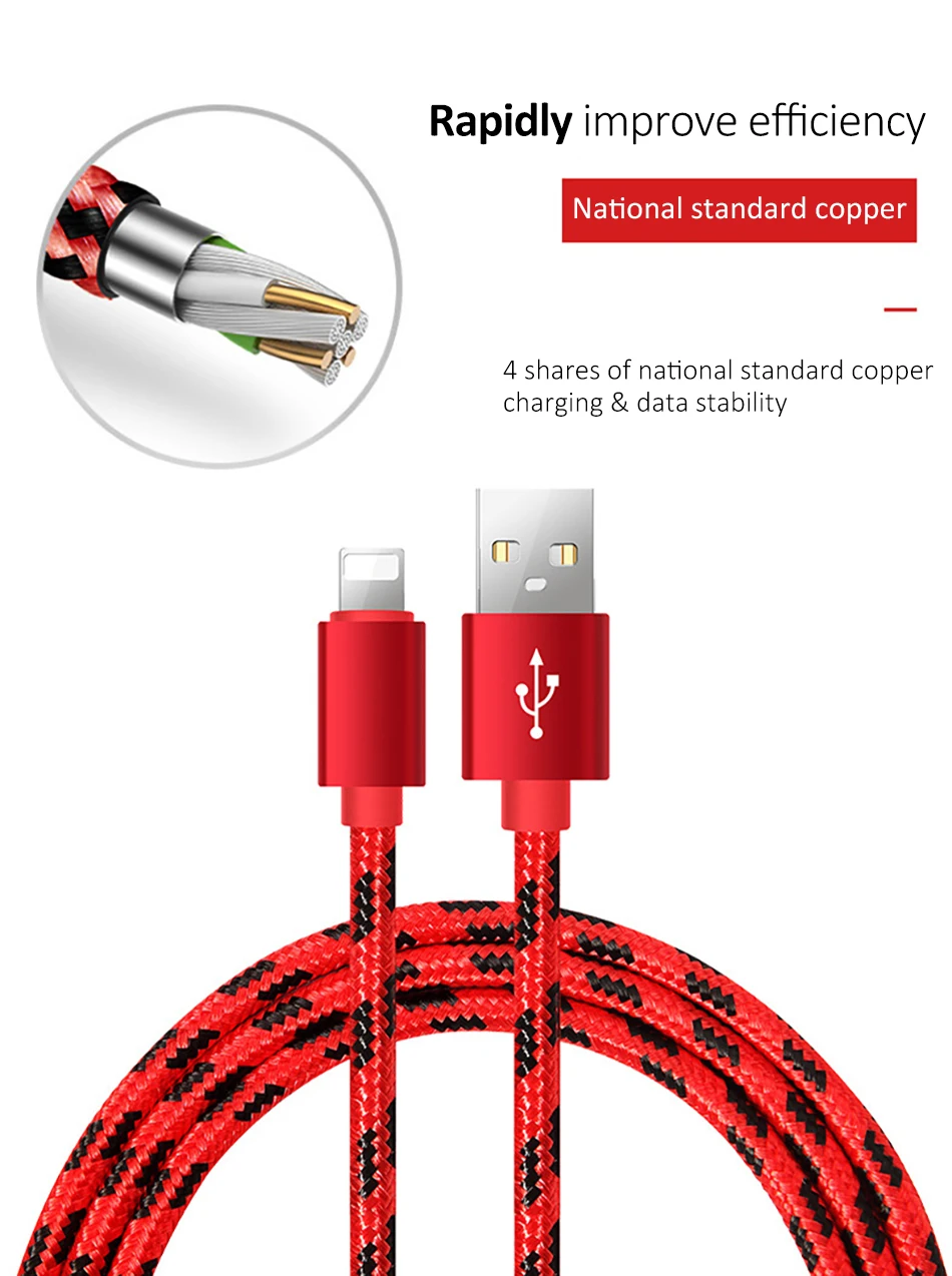 NOHON нейлоновый USB кабель для зарядки и передачи данных для iPhone X, 8, 7, 6 S, 6, 5S, XS, Max, XR Plus, быстрая зарядка, IOS 10, 11, Кабель зарядного устройства для освещения, 1 м, 2 м