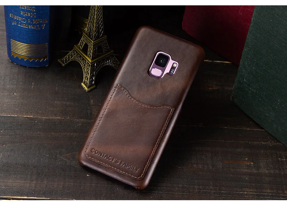 Чехол из натуральной кожи для телефона samsung Galaxy S9 Crazy Horse, чехол с отделением для карт, чехол для samsung S9, для задней крышки, твердый