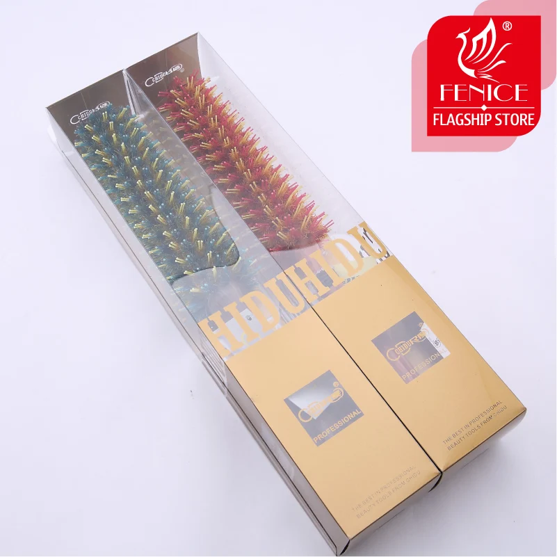 Fenice круглая расческа щетина из свиной гривы щетка для волос коричневая