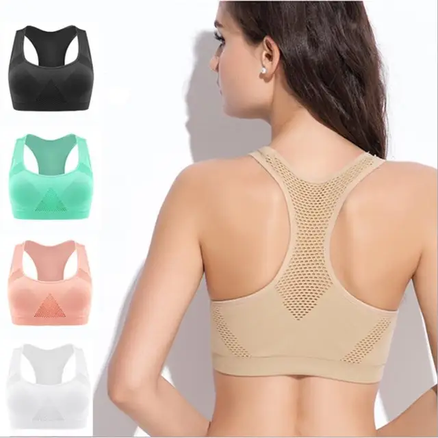M-6XL Women Hollow Out Fitness Yoga Sports Bra For Running Gym Padded push up Seamless Top Athletic Vest brassiere 6