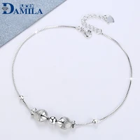 fashion 100 genuine s925 sterling silver fish chain bead anklet foot chain silver 925 anklets for women beach foot jewelry