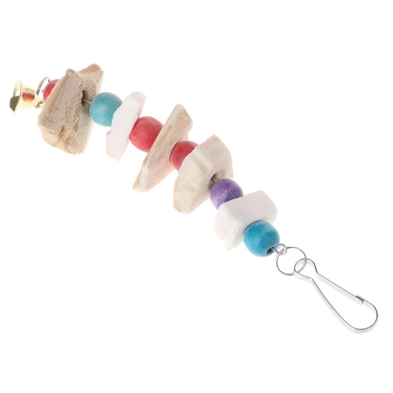 OOTDTY Hot Sell Parrot Teeth Grinding Toys Bird Squirrel Cuttlefish Bone Chewing Beads With Bell | Дом и сад
