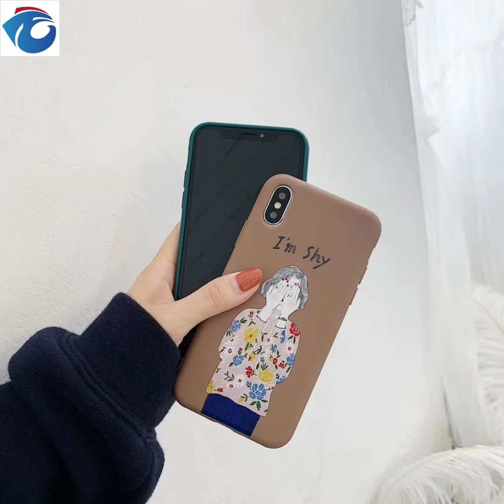Чехол для мобильного телефона HUANQING Cute shy girl iphone XS Max 6 6S 7 7Plus 8 8Plus мягкий чехол с