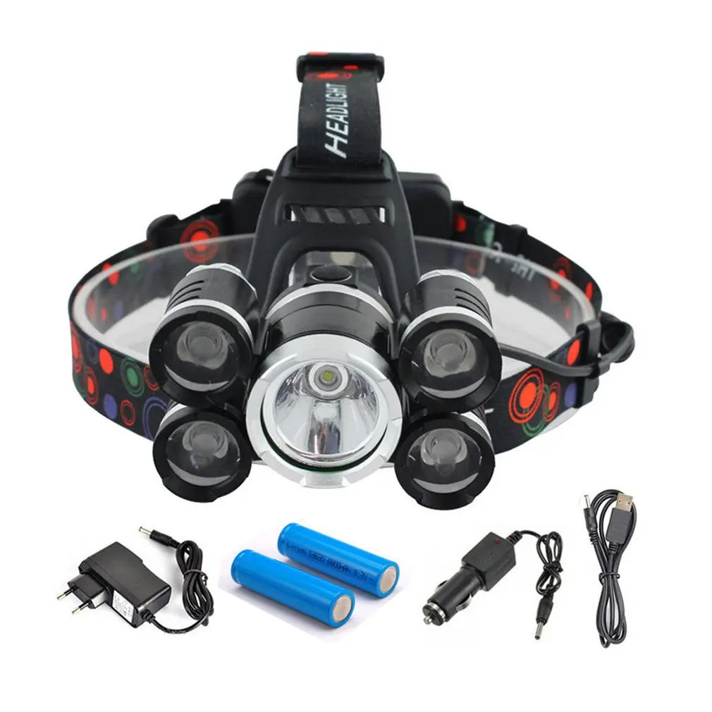 5 LED Headlamp Fishing Headlight 1 * XML-T6 &amp 4 XPE Modes Strong Light Lamp Waterproof Head Torch Flashlight | Освещение