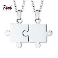 kpop couple necklace personalized name jewelry stainless steel gold color customize engraving jigsaw puzzle charm necklace gp368