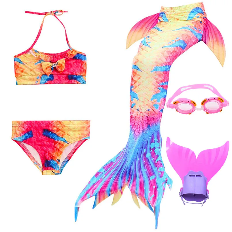 Купальник бикини Детский с хвостом Русалочки костюм моноластами для косплея