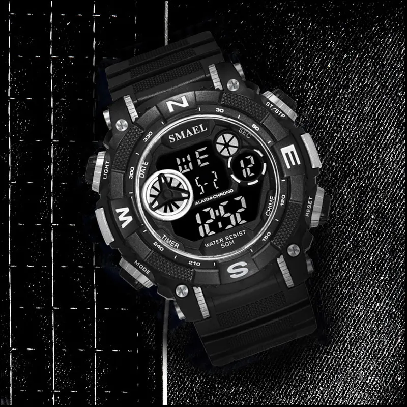 Цифровые наручные часы спортивные водонепроницаемые SMAEL S Shock Montre мужские военные