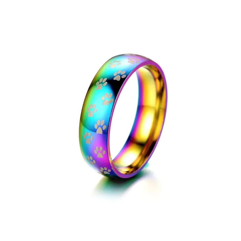 Модные милые собака и кошка кольцо в виде лапы красивые радужные ПЭТ следа из