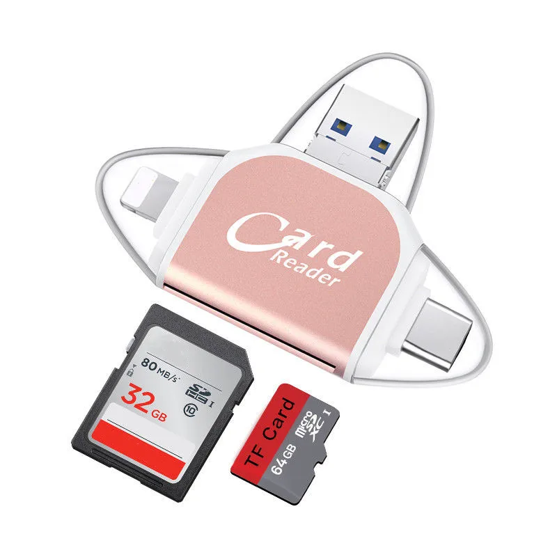 4 in 1 OTG Card Reader Micro USB C Memory Adapter SD TF for iPhone X 6 7 8 Samsung S8 Android Phone | Компьютеры и офис
