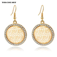 toucheart crystal flower statement piercing earrings with stones for women gold color round earrings fashion jewelry ser150068