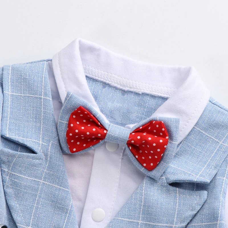 Модные комбинезоны с галстуком для маленьких мальчиков Цвет серый синий Сетка в