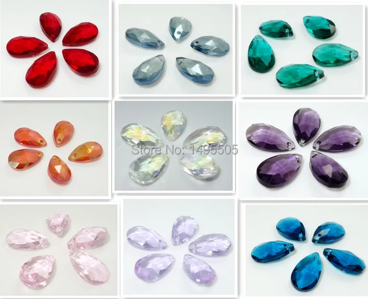 

10pcs Faceted Teardrop CRYSTAL glass loose beads 16mm jewelry making