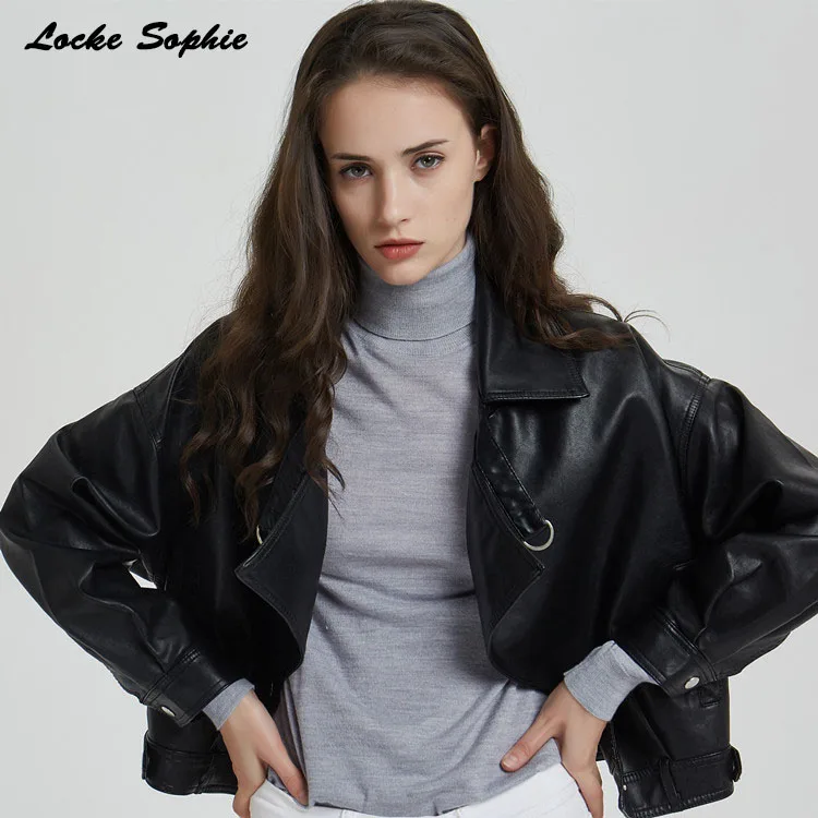 Женская короткая куртка большого размера блейзеры осень 2020 искусственная кожа