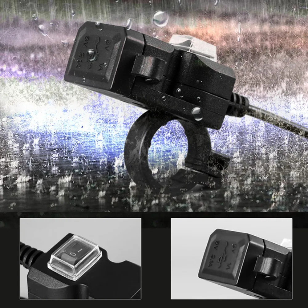 Двойной USB порт 12 в водонепроницаемый мотоцикл руль зарядное устройство 5 В 1A/2.1A адаптер питания Разъем для мобильного телефона