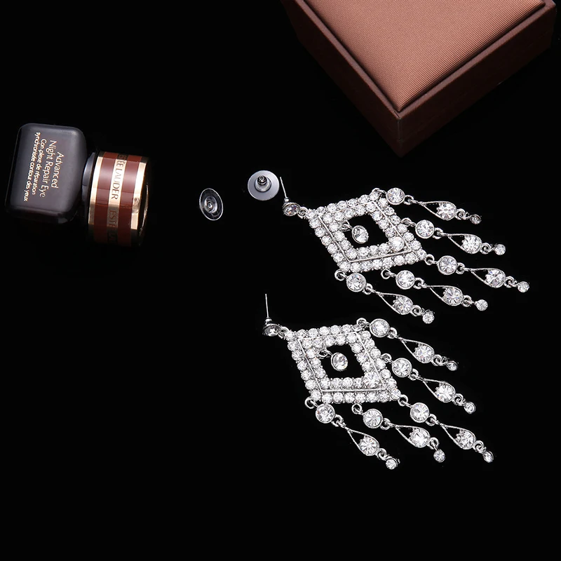 Глаза форма посеребренные серьги Лидер продаж Длинные Стиль Кристалл Циркон