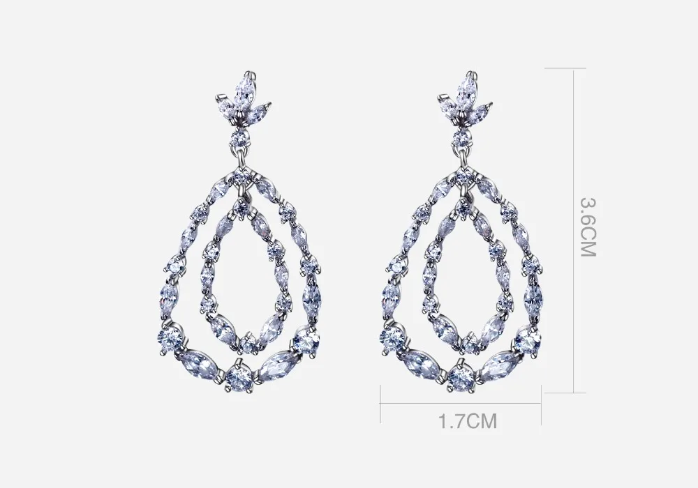 925 серебро Висячие Серьги Сделано с 0.91ct ясно AAA Цирконий Lover Аллергия Бесплатная