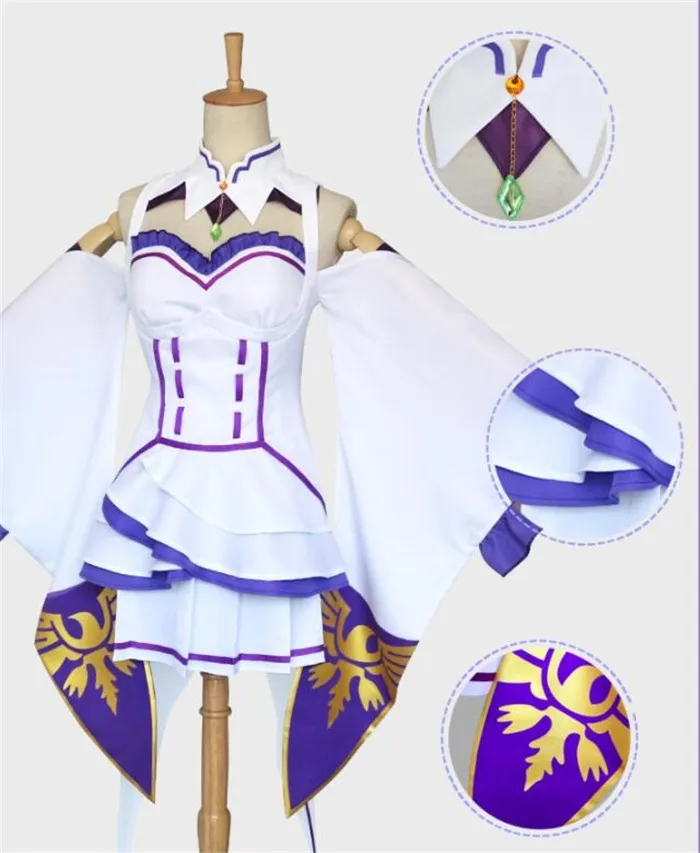 Аниме Re Zero kara Hajimeru Isekai Seikatsu Emilia карнавальный костюм A506|Костюмы из фильмов и ТВ| |