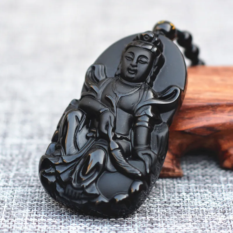 Женское черное матовое ожерелье Avalokiteshvara с подвеской в виде головы Будды для