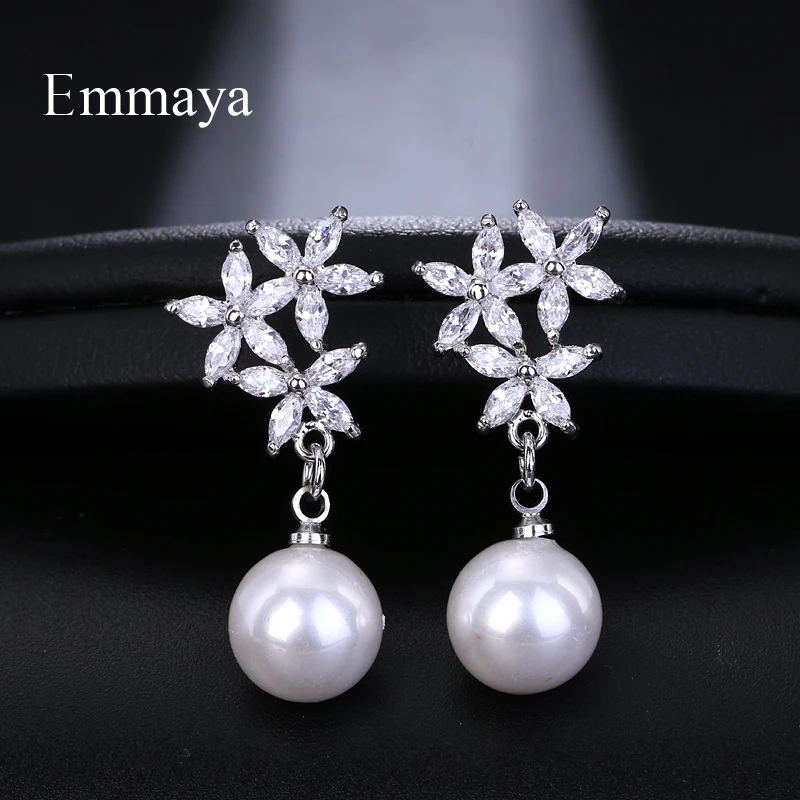 Серьги гвоздики Emmaya с искусственным жемчугом женские Элегантные украшения для