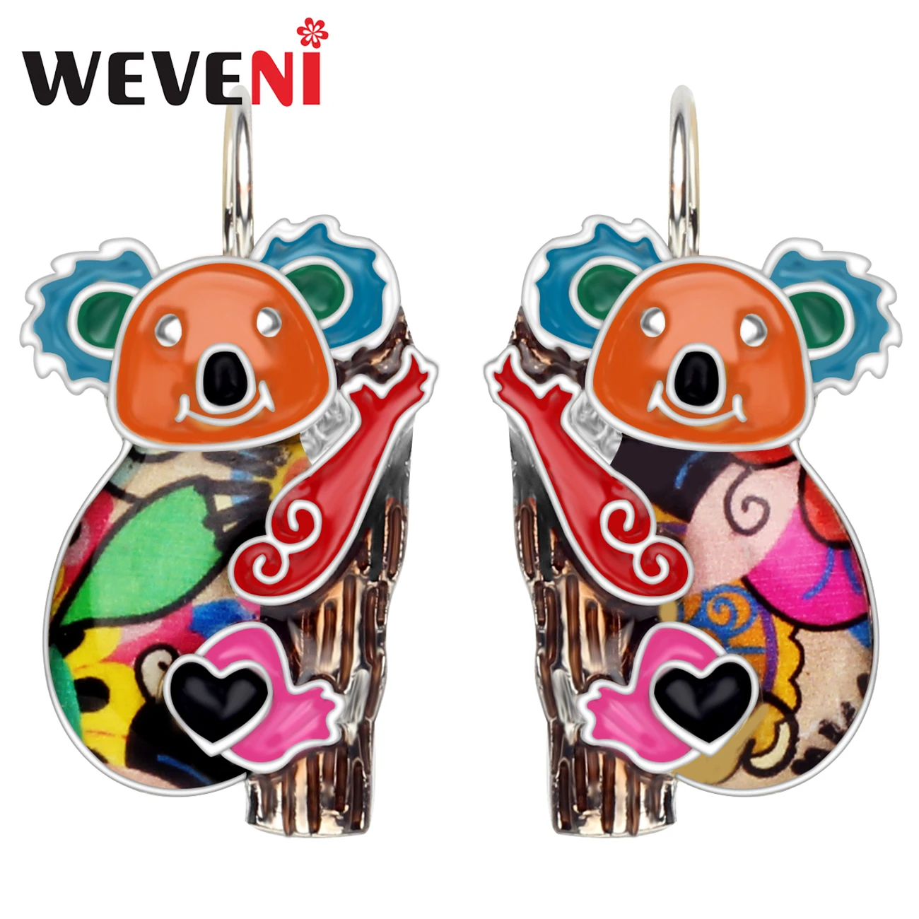 Серьги клипсы WEVENI из оригинального эмалированного сплава манжеты с милыми