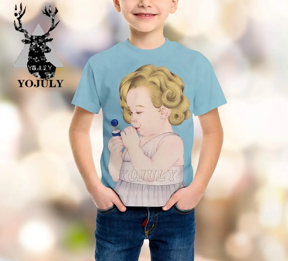 Новинка милая детская футболка YOJULY kawaii для маленьких мальчиков и девочек