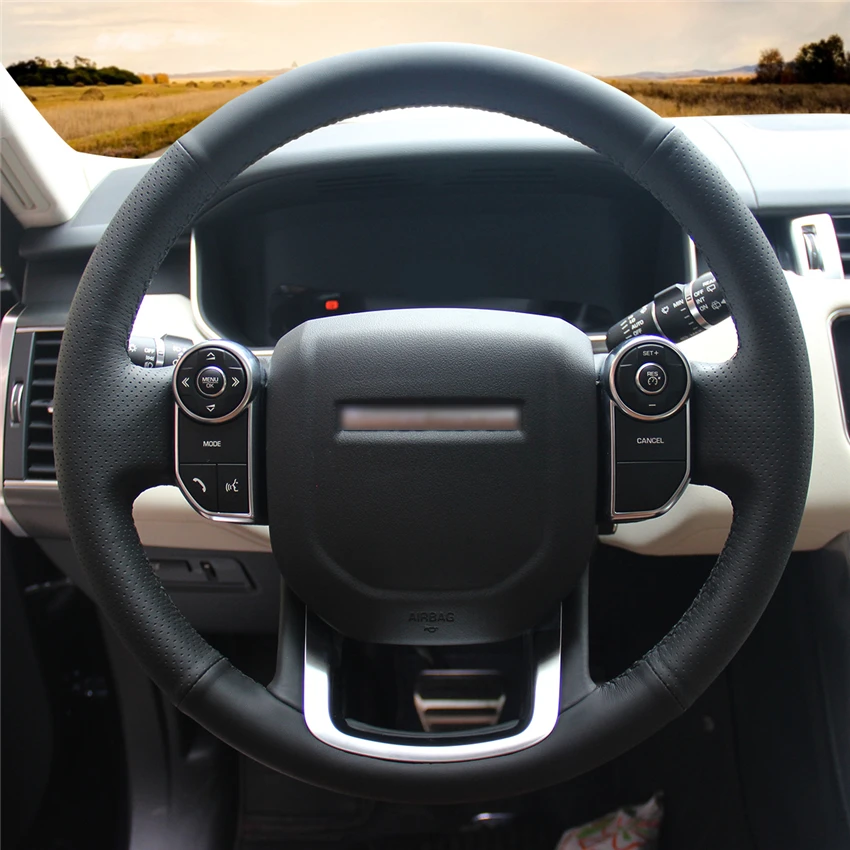 Черный чехол рулевого колеса автомобиля MEWANT из натуральной кожи для Land Rover Range 2014