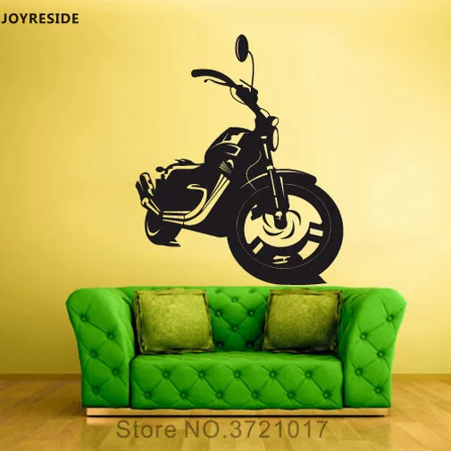 Фото Виниловая наклейка на стену в виде мотоцикла для детей | Дом и сад