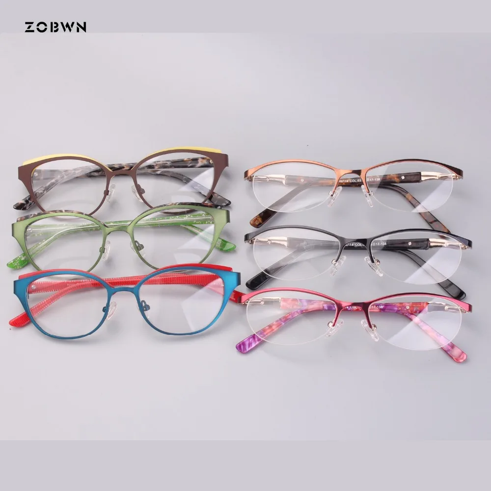 Смешанные Оптовые металлические Полуободковые черные красные очки кошачий глаз