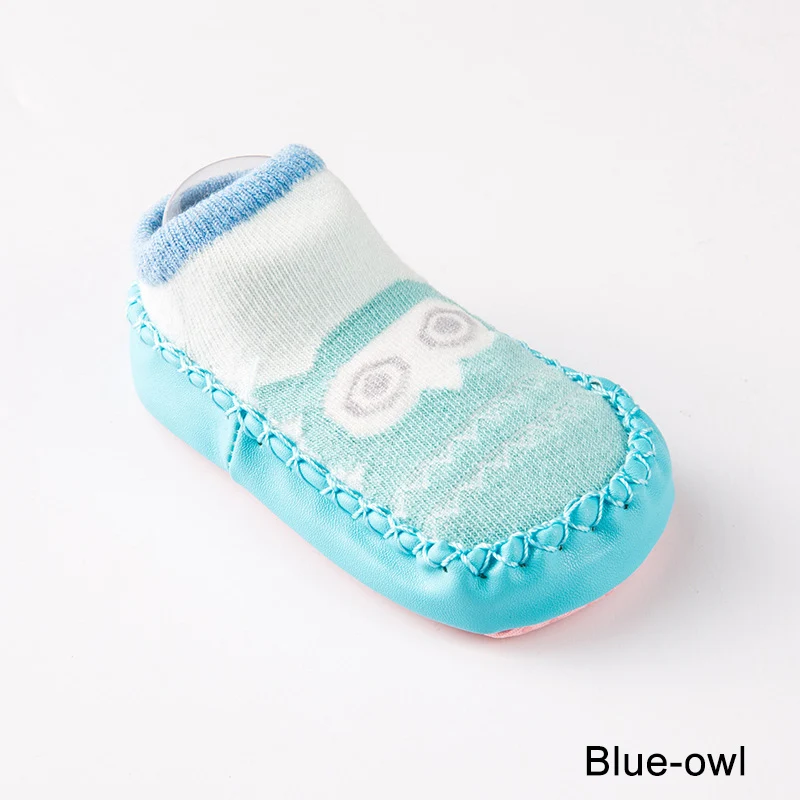 Blue Owl REAKIDS/носки для малышей милые носки для новорожденных с героями мультфильмов зимние нескользящие носки для маленьких мальчиков и девочек с изображением лисы - Цвет: Blue Owl