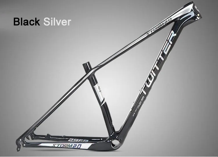 Твиттер Storm2.0 MTB карбоновая рама 27,5*1" 17" велосипедная 29*1" 17" 1" XC велосипедная Рама 42*52 коническая трубка BB92 EPS БЫСТРОРАЗЪЕМНАЯ - Цвет: 27.5 Black Silver