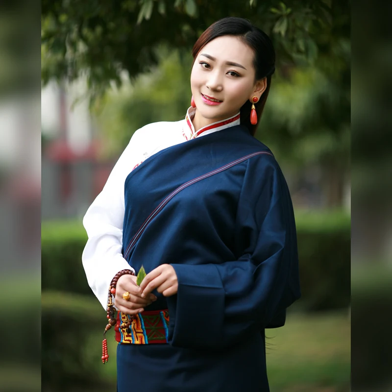 Тибетский халат для женщин Путешествия праздники платье Тибет Lhasa женский Андо Национальный Стиль Одежда однослойный Тибетский рубашка+ халат