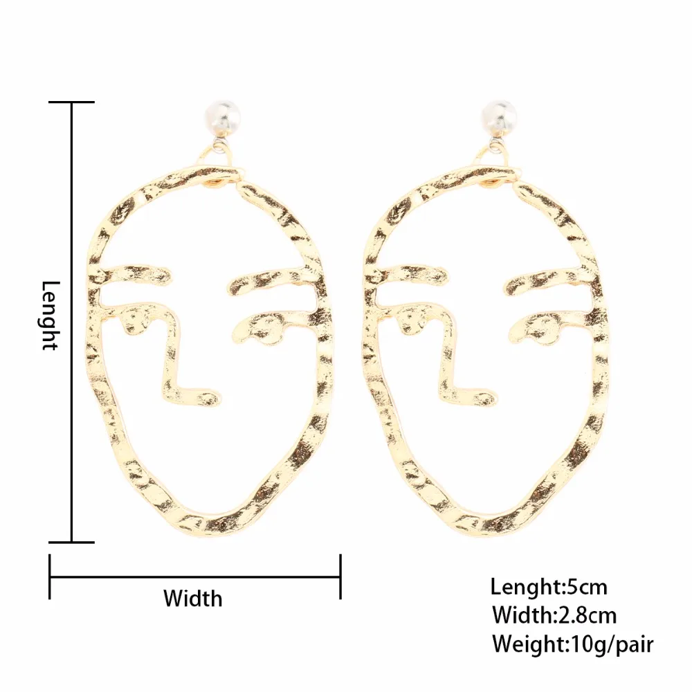 Новинка 2018 женские эффектные Висячие серьги висячие с крючком для лица золотые