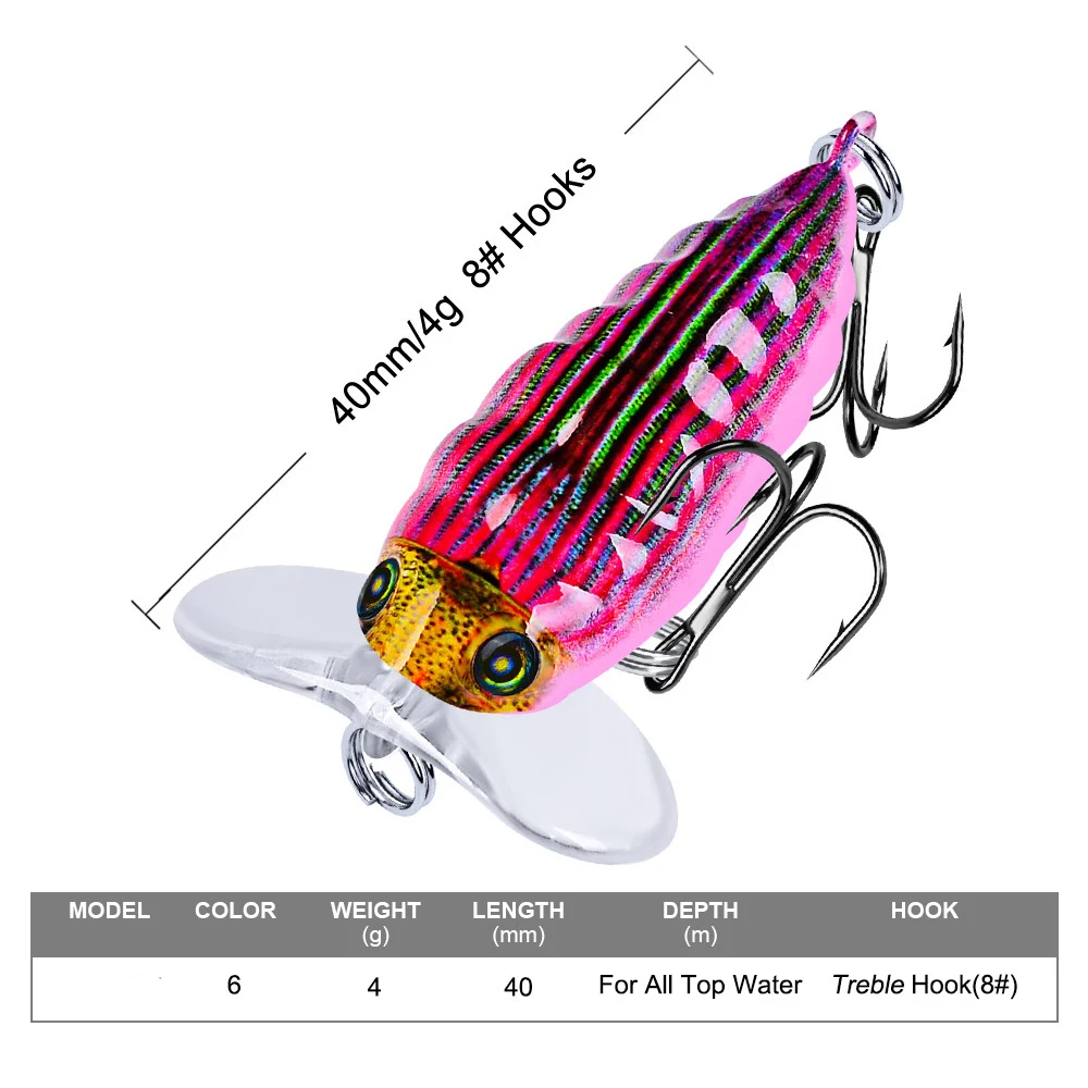 

Fishing Hard Insects Lures 6pcs Cicada Iscas Artificiais Crankbait 4cm 4g Mini Baits with 2 Treble Hooks